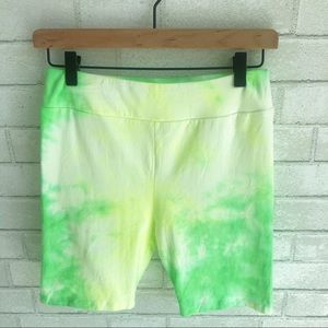 TIE DYE Neon Yellow and Neon Green Biker Shorts